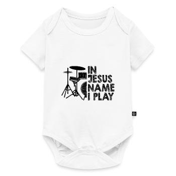 In Jesus Name I Play Drummer Christian Catholic Dr - Baby Premium short-sleeve bodysuit - white - Front