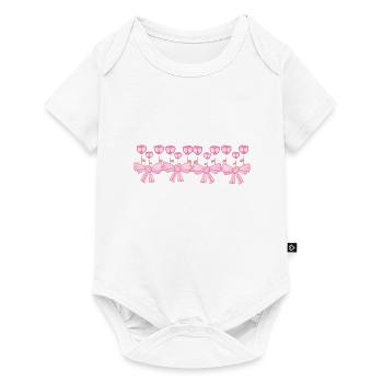 pink ribbon line flowers plant - Baby Premium short-sleeve bodysuit - white - Front