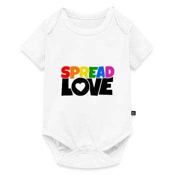 T-shirt avec Spread Love aux couleurs de l’arc-en-ciel - Body à manches courtes Premium Bébé - blanc - Devant