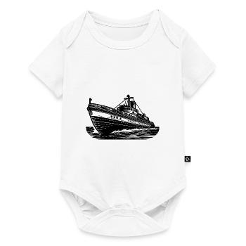 Schnittiges Hochseeschiff Kutter Schlepper - Baby Premium Kurzarmbody - Weiß - Vorne