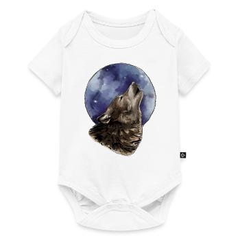 Loup et lune - Body à manches courtes Premium Bébé - blanc - Devant
