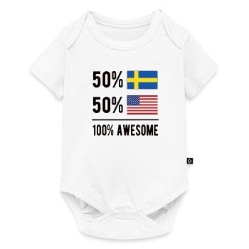 Moitié suédois moitié américain Usa Suède Drapeau - Body à manches courtes Premium Bébé - blanc - Devant