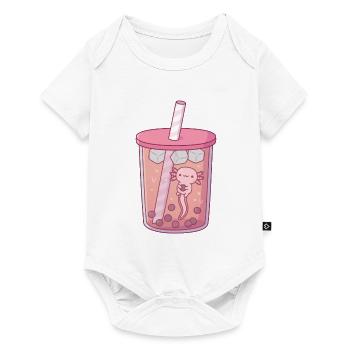 Mignon Axolotl dans le thé à bulles - Body à manches courtes Premium Bébé - blanc - Devant