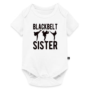 Fière soeur de karaté soeur ceinture noire - Body à manches courtes Premium Bébé - blanc - Devant