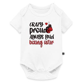 Boxschwester Stolze Box-Schwester Boxer Geschenk - Baby Premium Kurzarmbody - Weiß - Vorne