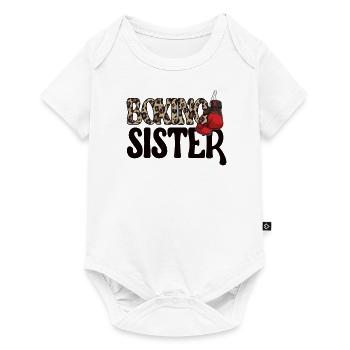 Boxschwester Geschenk Stolze Box-Schwester Boxer - Baby Premium Kurzarmbody - Weiß - Vorne