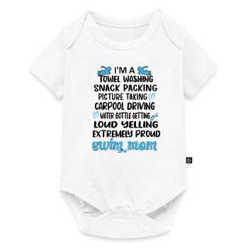 Schwimmmama Mama Eines Schwimmers Schwimm-Mutter - Baby Premium Kurzarmbody - Weiß - Vorne