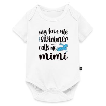 Stolze Schwimm-Mimi Schwimmer Mimi Oma Geschenk - Baby Premium Kurzarmbody - Weiß - Vorne