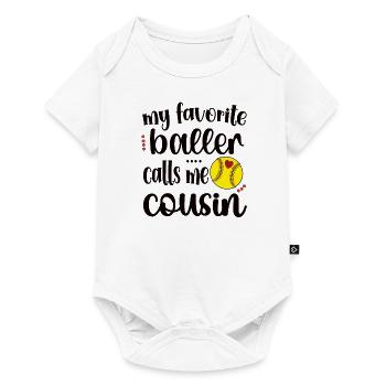 Stolzer Softball-Cousin Softballspieler-Cousin - Baby Premium Kurzarmbody - Weiß - Vorne