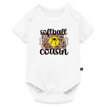 Softball-Cousin Stolzer Softballspieler-Cousin - Baby Premium Kurzarmbody - Weiß - Vorne