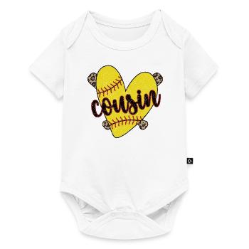 Fier cousin de softball d’un joueur de softball - Body à manches courtes Premium Bébé - blanc - Devant
