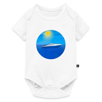 Motorboot im Meer - Baby Premium Kurzarmbody - Weiß - Vorne