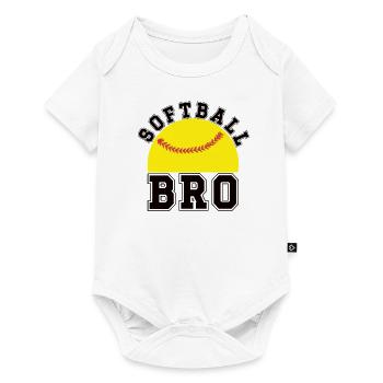 Fier frère de softball d’un frère joueur de softball - Body à manches courtes Premium Bébé - blanc - Devant