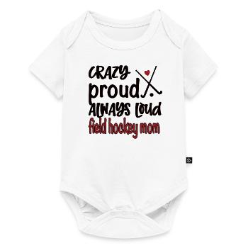 Fière maman de hockey sur gazon maman joueuse de hockey sur gazon - Body à manches courtes Premium Bébé - blanc - Devant
