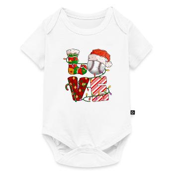 Baseball Noël Joueur de baseball Fête de Noël - Body à manches courtes Premium Bébé - blanc - Devant