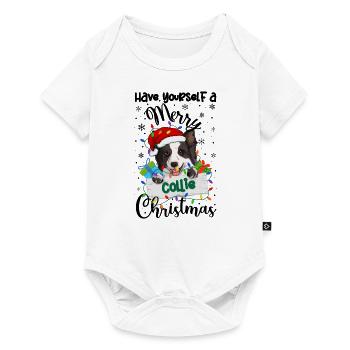 Border Collie Noël Border Collie Cadeaux de Noël - Body à manches courtes Premium Bébé - blanc - Devant