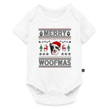 Border Collie cadeau de chien d’or de Noël - Body à manches courtes Premium Bébé - blanc - Devant