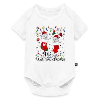 Westie Christmas Golden Dog Gift - Baby Premium short-sleeve bodysuit - white - Front