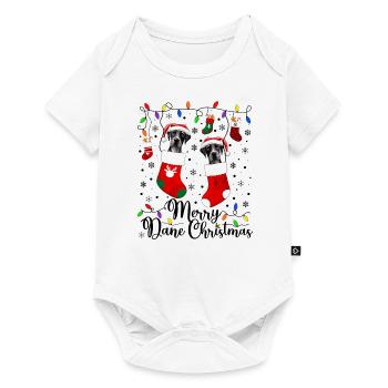 Cadeau de chien d’or de Noël du Grand Danois - Body à manches courtes Premium Bébé - blanc - Devant