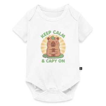Cute Capybara Meditating Keep Calm And Capy On Pun - Baby Premium short-sleeve bodysuit - white - Front