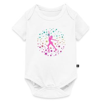 princess figure skater with glitter stars - Baby Premium short-sleeve bodysuit - white - Front