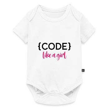 Code Like A Girl Programming Coder Computer Geek D - Baby Premium Kurzarmbody - Weiß - Vorne
