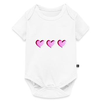 trois cœurs roses scintillants - Body à manches courtes Premium Bébé - blanc - Devant