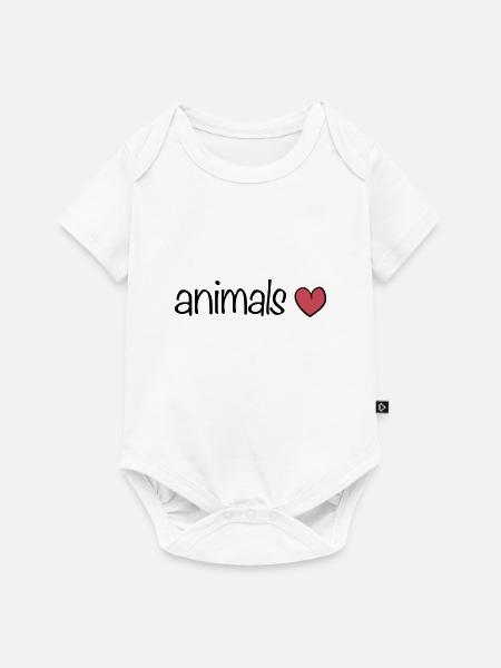 tiere herz tierliebe text - Baby Premium Kurzarmbody - Weiß