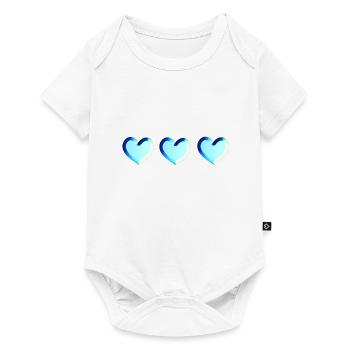 trois cœurs bleus scintillants - Body à manches courtes Premium Bébé - blanc - Devant