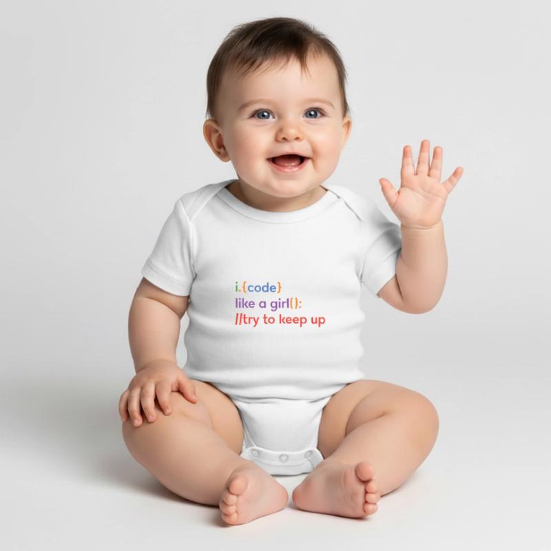 I Code Like A Girl Try To Keep Up Coder Programmer Baby Premium Kurzarmbody