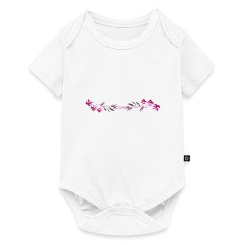 fleurs roses caresser les fleurs - Body à manches courtes Premium Bébé - blanc - Devant