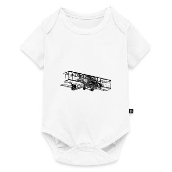 Illustration de la boîte de biplan vintage volant - Body à manches courtes Premium Bébé - blanc - Devant