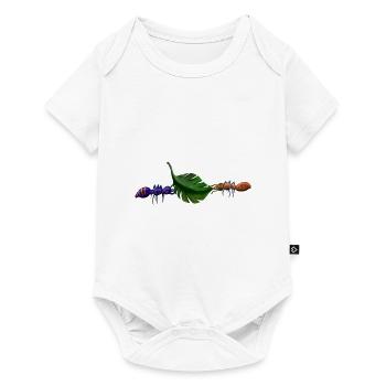 2 ants carry leaf in teamwork - Baby Premium short-sleeve bodysuit - white - Front