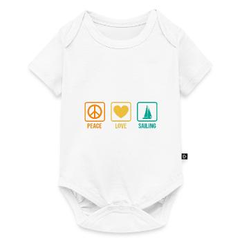 Peace Love Sailing Sailboat Sailor Captain Skipper - Baby Premium Kurzarmbody - Weiß - Vorne