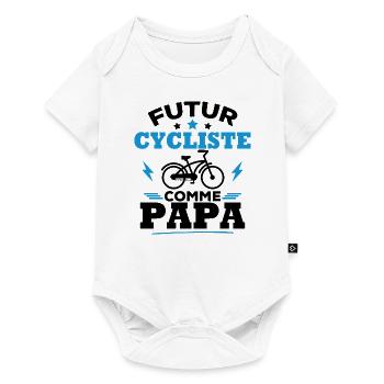 Futur cycliste comme papa - Body à manches courtes Premium Bébé - blanc - Devant