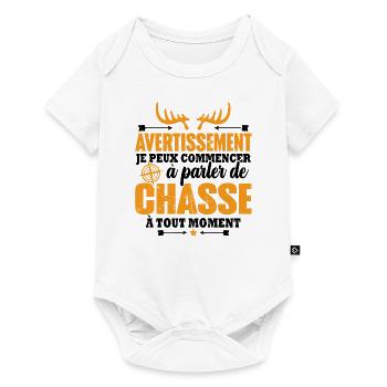 Parler de chasse à tout moment Humour chasseur - Body à manches courtes Premium Bébé - blanc - Devant