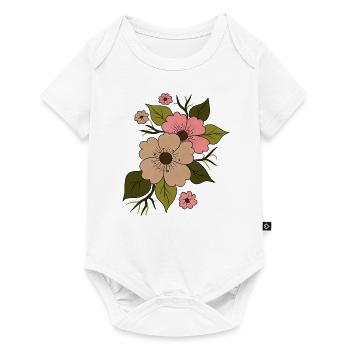 Fleur florale - Body à manches courtes Premium Bébé - blanc - Devant
