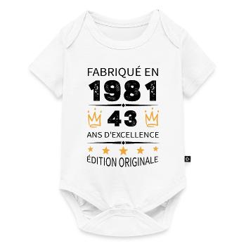 Fabriqué En 1981 Né En 1981 43 Ans Anniversaire - Body à manches courtes Premium Bébé - blanc - Devant