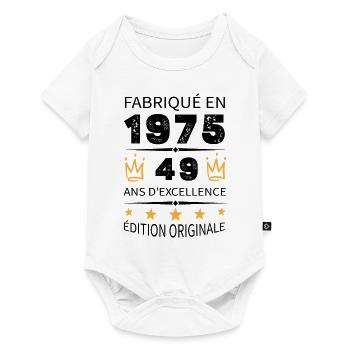Fabriqué En 1975 Né En 1975 49 Ans Anniversaire - Body à manches courtes Premium Bébé - blanc - Devant