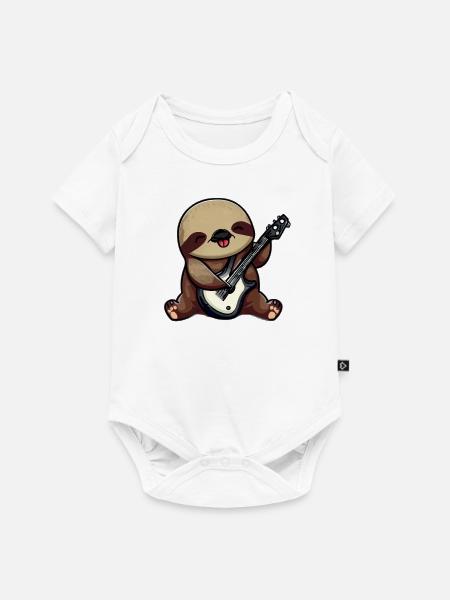 Faultier mit Gitarre - Baby Premium Kurzarmbody - Weiß
