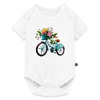 Vélo avec des fleurs - Body à manches courtes Premium Bébé - blanc - Devant