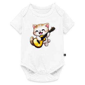 Chat avec guitare - Body à manches courtes Premium Bébé - blanc - Devant