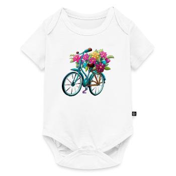Vélo avec des fleurs - Body à manches courtes Premium Bébé - blanc - Devant