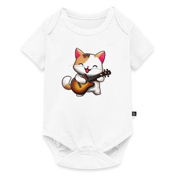 Chat avec guitare - Body à manches courtes Premium Bébé - blanc - Devant