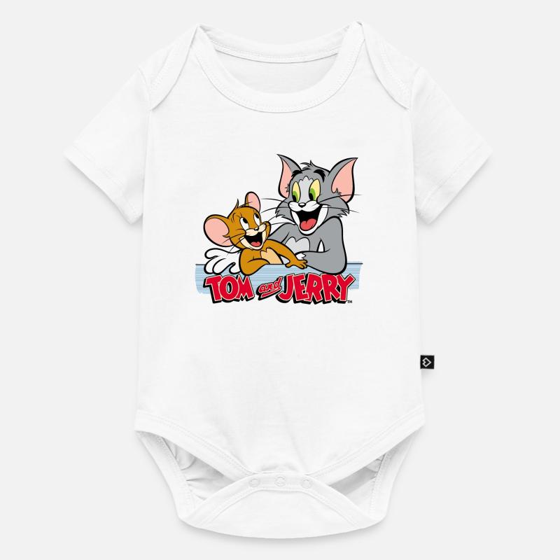 Tom et Jerry Amis Heureux - Body à manches courtes Premium Bébé - blanc