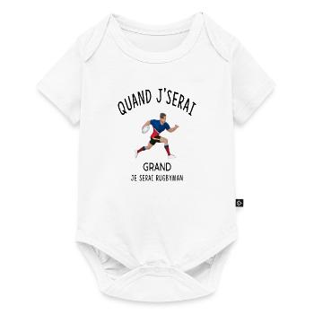 QUAND JE SERAI GRAND JE SERAI RUGBYMAN - Body à manches courtes Premium Bébé - blanc - Devant