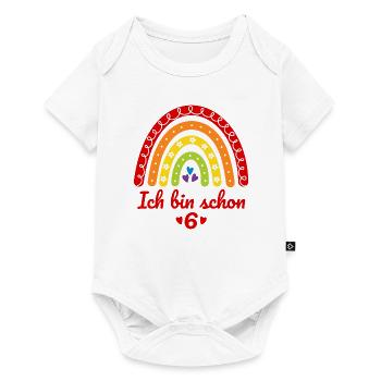 6. Geburtstag Mädchen Regenbogen Ich bin schon 6 - Baby Premium Kurzarmbody - Weiß - Vorne
