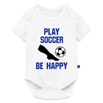 Jouer au football, être heureux (partie d’une jambe, football) - Body à manches courtes Premium Bébé - blanc - Devant
