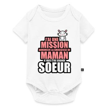 annoncer grossesse je vais être grande soeur - Body à manches courtes Premium Bébé - blanc - Devant