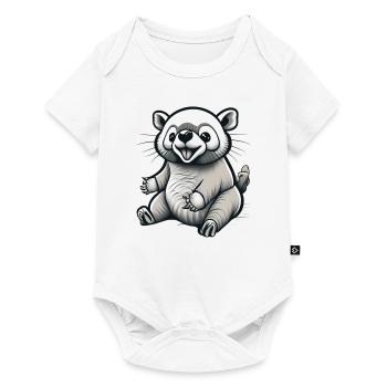 Kleines sitzendes Tier: Zeichentrickfilm - Baby Premium Kurzarmbody - Weiß - Vorne